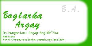 boglarka argay business card